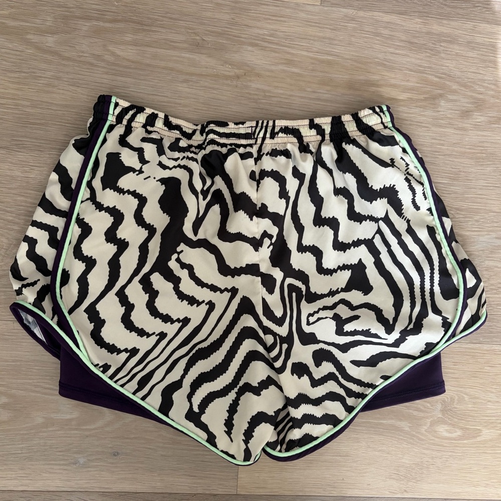 Nike Dri-FIT Zebra Print Running Shorts Purple Green Lined XS - Picture 2 of 5